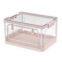 Ящик пластиковый складной прозрачный коричневый, дно розовое,490х360х280 мм, с колесиками в Нижнекамске Ящик пластиковый складной прозрачный коричневый, дно розовое,490х360х280 мм, с колесиками в Нижнекамске