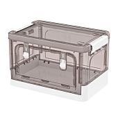 Ящик пластиковый складной прозрачный коричневый, дно белое, 360х235х230 мм, с колесиками