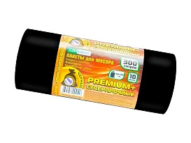 Мешки для мусора 300 л, черные, в рулоне 10 шт., ПВД 70 мкм, 1400х1000 мм, PREMIUM+, 30010160 в Нижнекамске