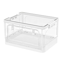 Ящик пластиковый складной прозрачный, дно белое, 490х360х280 мм, с колесиками в Нижнекамске Ящик пластиковый складной прозрачный, дно белое, 490х360х280 мм, с колесиками в Нижнекамске