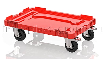 Тележка пластиковая сплошная 2 колеса с тормозом красная в Нижнекамске