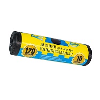 Мешки для мусора 120 л, с ушками, черные, в рулоне 10 шт., ПНД, 13 мкм, 1050х680 мм, Крепакоф, 4607075710252 в Нижнекамске Мешки для мусора 120 л, с ушками, черные, в рулоне 10 шт., ПНД, 13 мкм, 1050х680 мм, Крепакоф, 4607075710252 в Нижнекамске