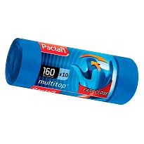 Мешки для мусора 160 л, с ушками, синие, в рулоне 10 шт., ПВД, 30 мкм, 1250х900 мм, PACLAN Multitop, 604064 в Нижнекамске