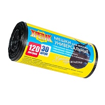 Мешки для мусора 120 л, черные, в рулоне 30 шт., ПНД, 15 мкм, 1100х700 мм, Крепак, 4607075710122 в Нижнекамске