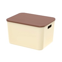 Ящик пластиковый вкладываемый бежевый с коричневой крышкой 410х305х245 мм в Нижнекамске Ящик пластиковый вкладываемый бежевый с коричневой крышкой 410х305х245 мм в Нижнекамске