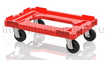Тележка пластиковая с отверстием без тормозов красная в Нижнекамске Тележка пластиковая с отверстием без тормозов красная в Нижнекамске
