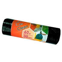 Мешки для мусора 60 л, черные, в рулоне 30 шт., ПНД, 6 мкм, 640х580 мм, Концепция Быта EcoClean, 603890 в Нижнекамске
