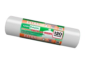 Мешки для мусора 120 л, белые, в рулоне 10 шт., ПНД, 14 мкм, 1100х700 мм, EXTRA, ex1201803 в Нижнекамске