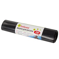 Мешки для мусора 240 л, черные, в рулоне 5 шт., ПВД 30 мкм, 1300х900 мм, Любаша, 605338 в Нижнекамске