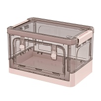 Ящик пластиковый складной прозрачный коричневый, дно розовое, 360х235х230 мм, с колесиками в Нижнекамске Ящик пластиковый складной прозрачный коричневый, дно розовое, 360х235х230 мм, с колесиками в Нижнекамске